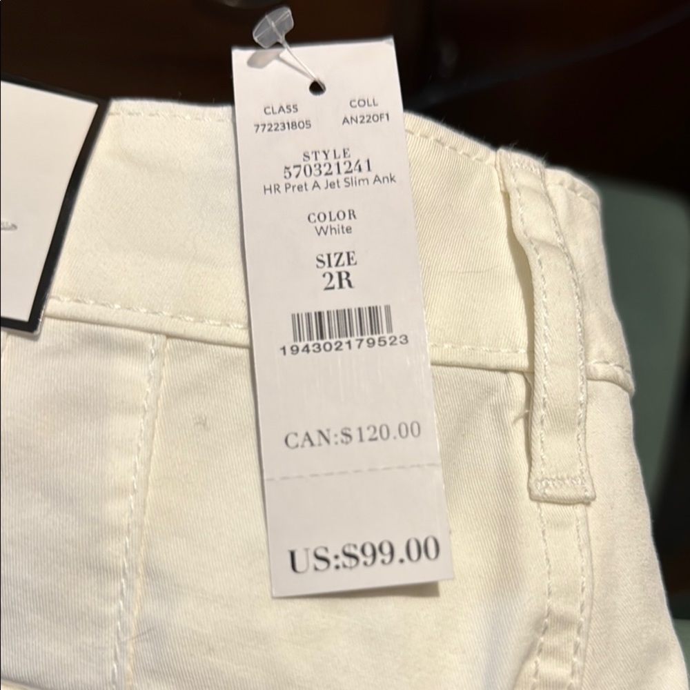 White House Black Market High Rise White Denim